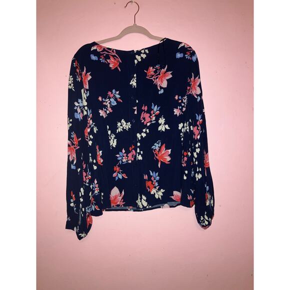 H&M navy blue floral boho blouse size 14 - Picture 5 of 7